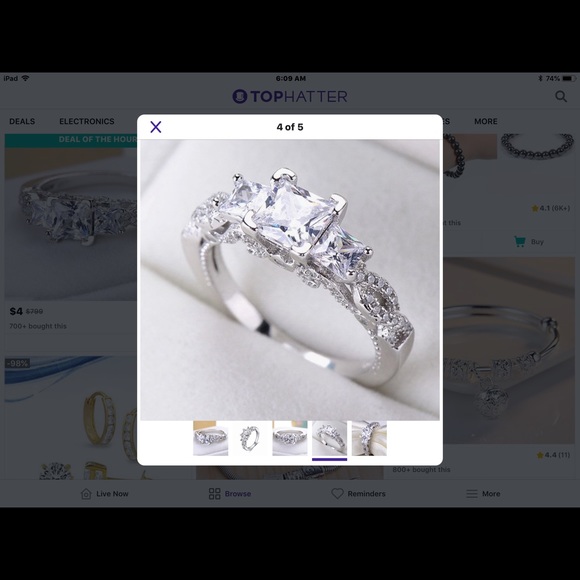 .925 Sterling Silver Sapphire Stones Engagement - Picture 3 of 5